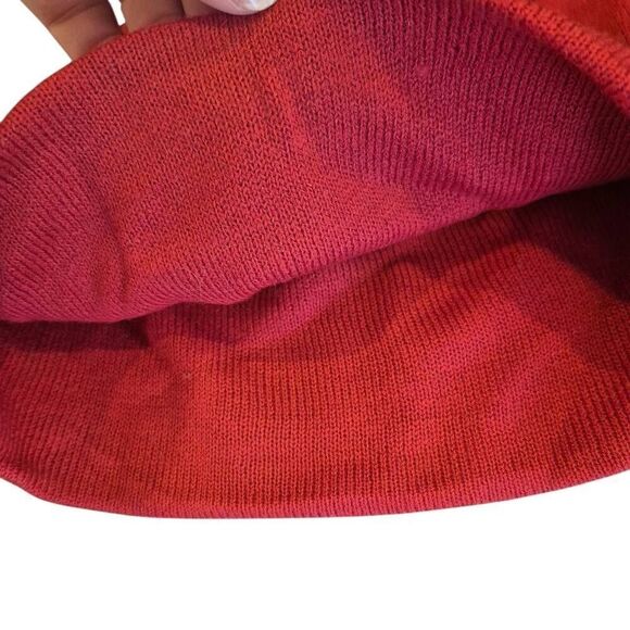 Cloudveil Unisex Adult Red & Grey Acrylic Knit Beanie w Logo Tag & Pom-Pom - Picture 4 of 6